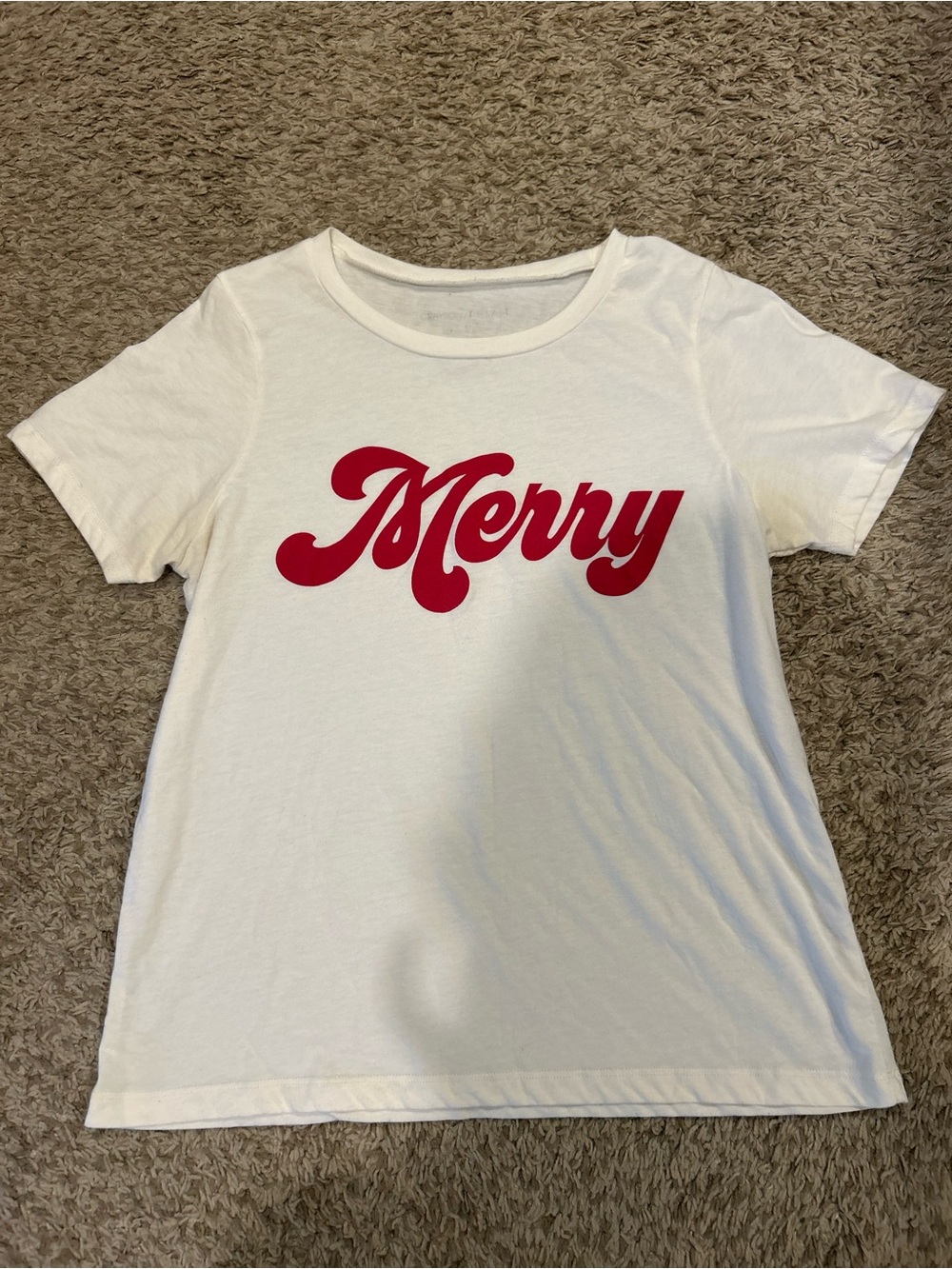 Grayson Threads White Tee with Red "Merry" Graphic